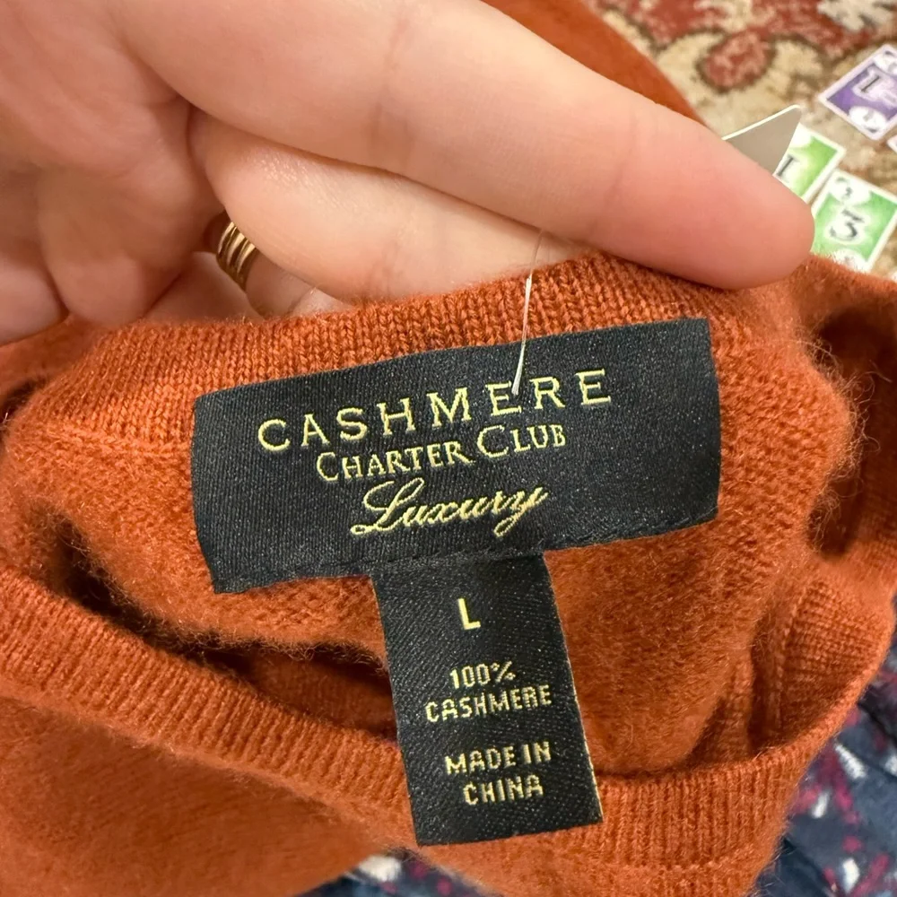 Charter Club Luxury Cashmere Sweater Rust Orange Women's long sleeve crewneck - Picture 7 of 7